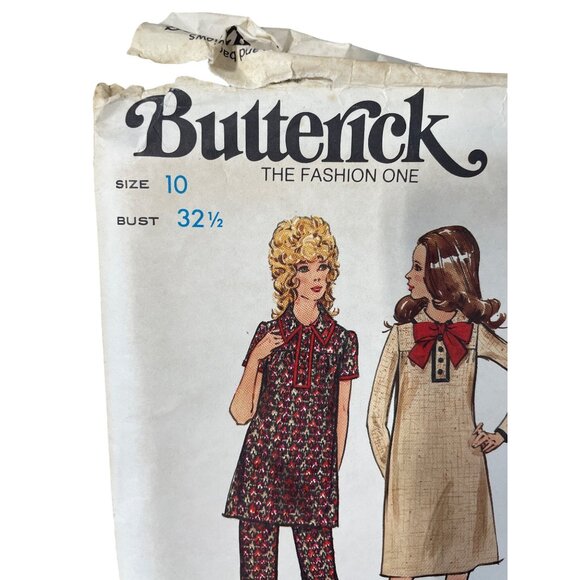 Butterick 6417 Sewing Pattern Size 10 Maternity Dress Top and Pants Vintage CUT - Picture 2 of 6